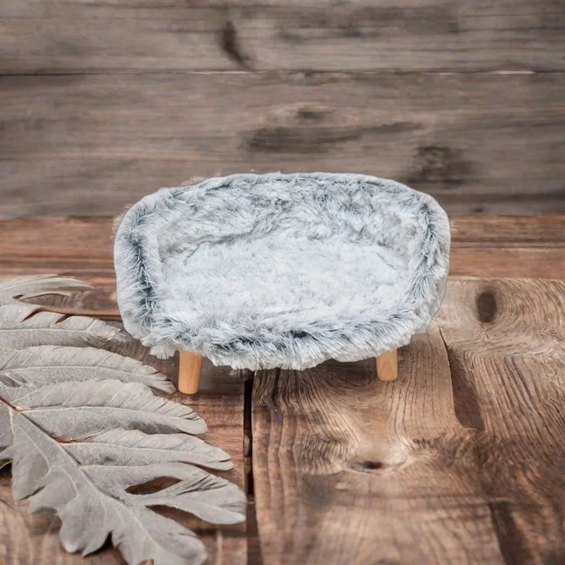 Divano per gatti interno morbido e soffice con cuscino, lettino per cani piccolo, lettino per gatti piccolo, rotondo con schienale, letto antistress per animali, giocattolo per divano per animali con cuscino lavabile, grigio e bianco