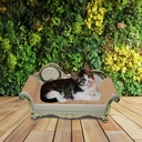 Grattoir en carton ondulé grand durable canapé pour chats, lit de repos de luxe pour chats, imitation de lit de concubine (incluant l'herbe à chat)