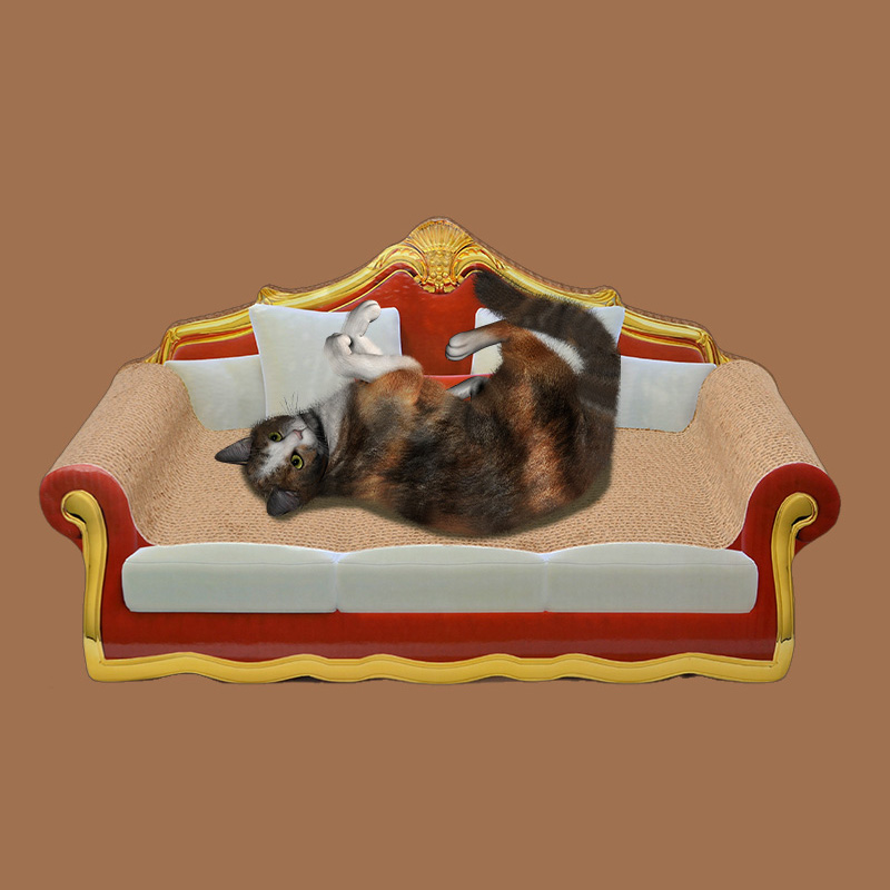 猫抓板仿真猫沙发宠物玩具大沙发抓板床纸板贵妃床瓦楞纸板高档造型保护家具防抓挠(复古型)