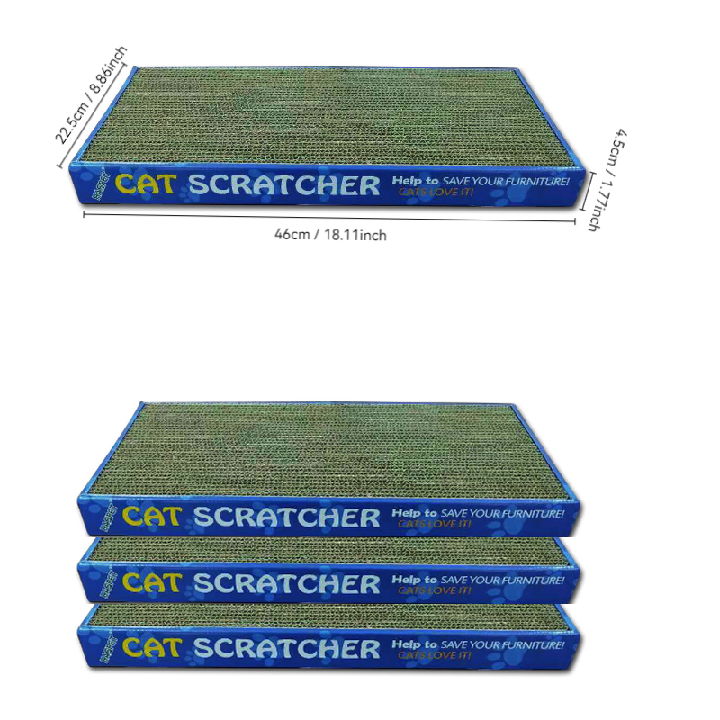 瓦楞纸板猫抓板,3件装,蓝色